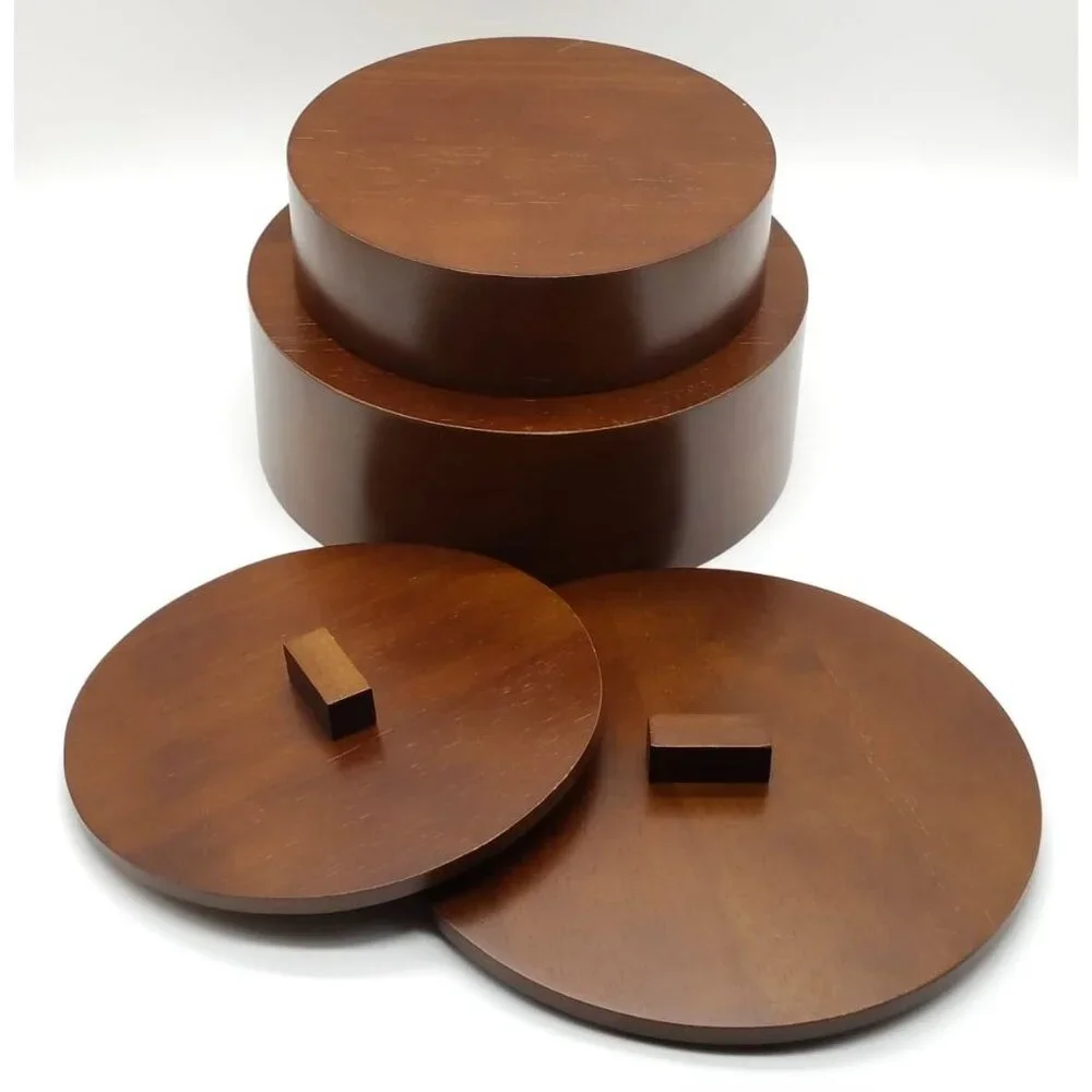 2 Stackable Natural Wood Boxes, Storage Trinkets Jewelry Décor
